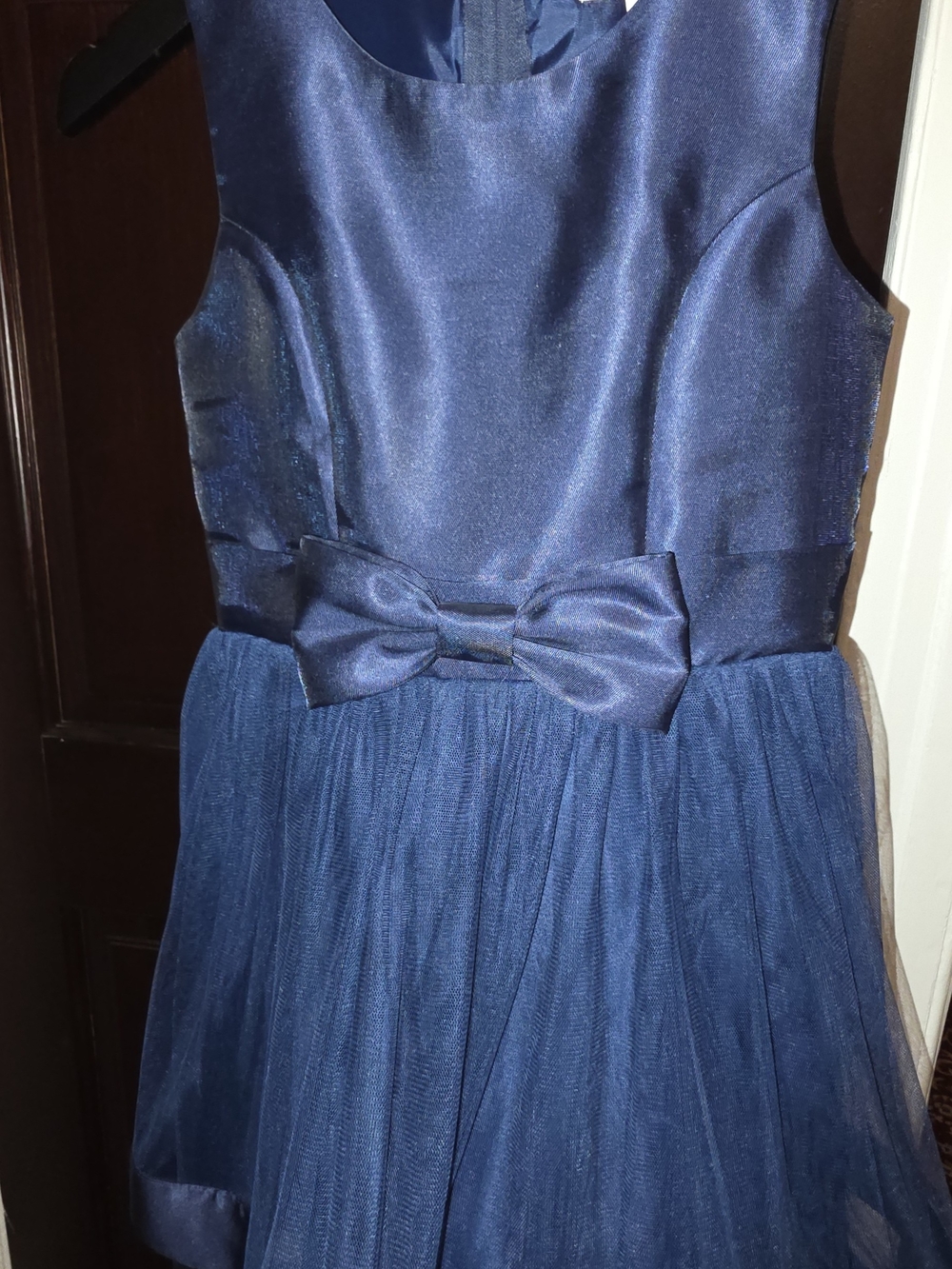 Speechless Navy Satin & Tulle Bow Waist Party Dress for Girls